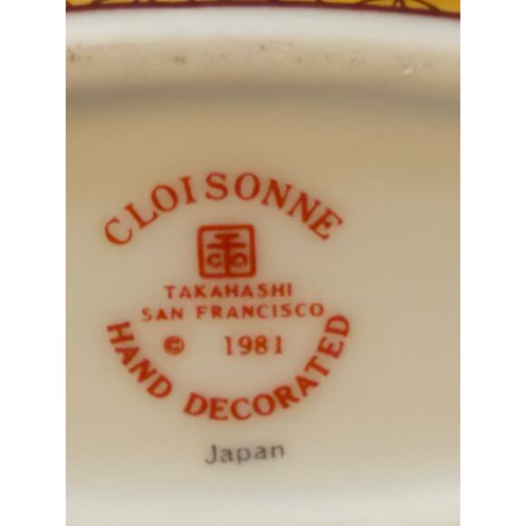 1981 Takahashi San Francisco Hand Decorated Cloisonné-Style Ceramic Vase 5” x 5” - Picture 3 of 9